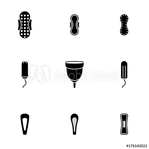 500x500 Set Of Simple Icons On A Theme Sanitary Pads And Cotton Tampon