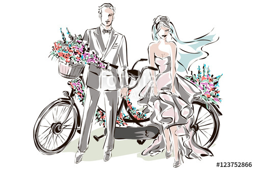 Wedding Day Invitation With Sweet Couple Near The Tandem Bicycle 500x333 Wedding Day Invitation With Sweet Couple Near The Tandem Bicycle