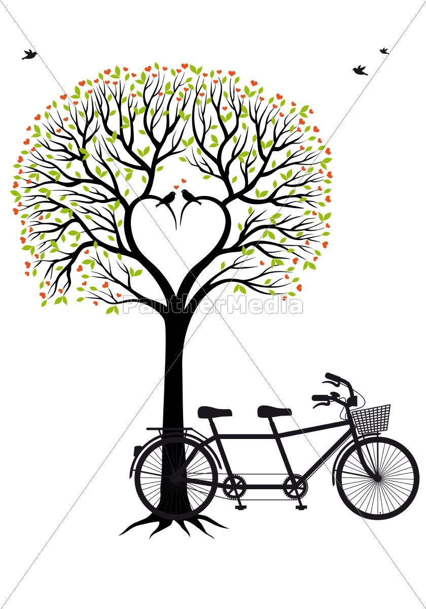 Heart Tree With Birds And Tandem Bicycle 840x1200 Heart Tree With Birds And Tandem Bicycle
