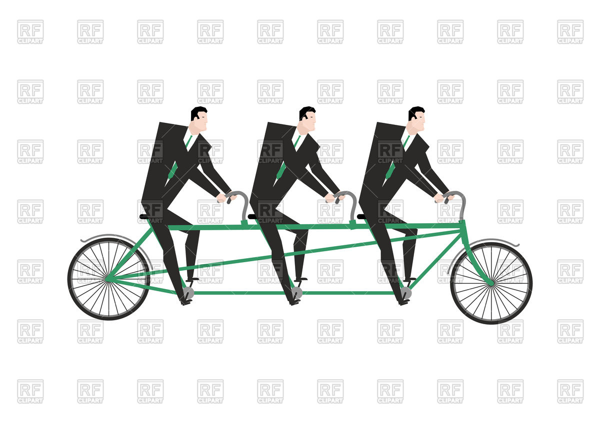 Businessman On Tandem, Business Team On Bicycle Vector Image 1200x863 Businessman On Tandem, Business Team On Bicycle Vector Image