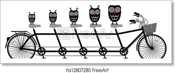 Free Art Print Of Owls On Tandem Bicycle, Vector Owl Family 561x235 Free Art Print Of Owls On Tandem Bicycle, Vector Owl Family