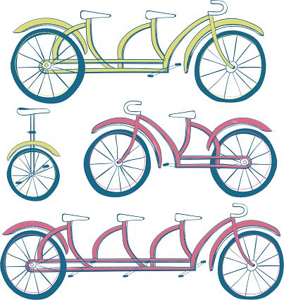 403x426 Set Of Four Unicycle, Tricycle, Tandem Bike, Vector Premium