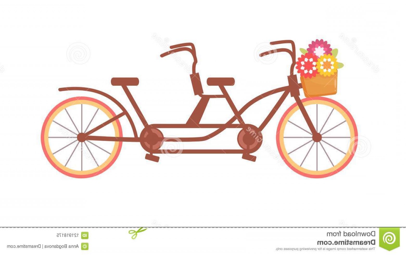 1560x981 Tandem Bike Vector Cartoon Isolated Art White Background Flat