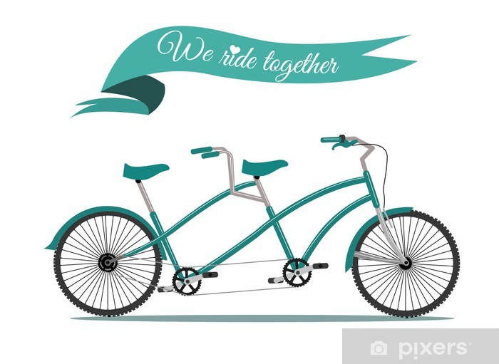 700x511 We Ride Together Vintage Tandem Bicycle Vector Wall Mural