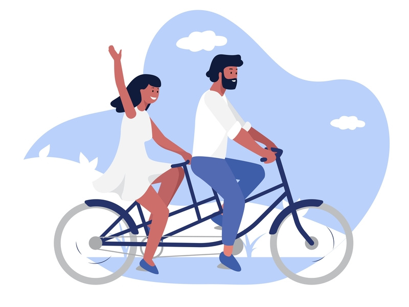 800x600 Couple Riding Vector Bike Vector Illustration