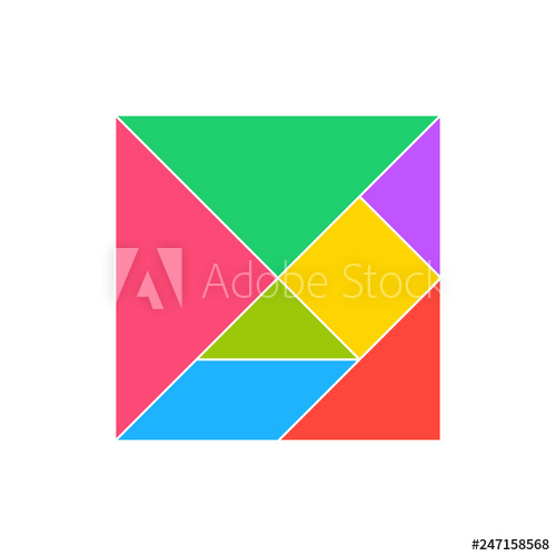 500x500 Tangram Puzzle Square Set Vector Triangle Geometric Tangram