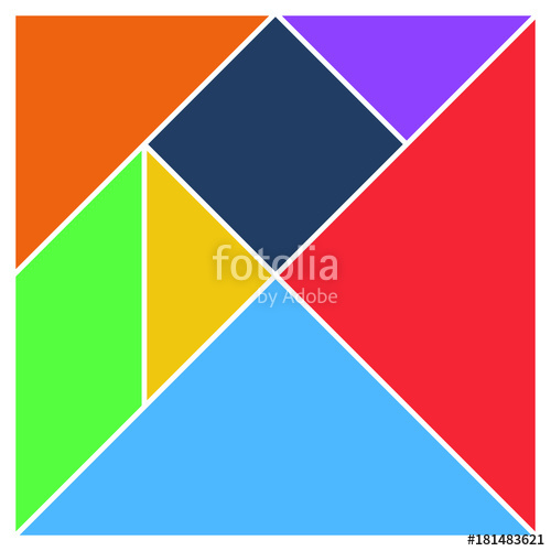 500x500 Tangram Square Brain Game Base Pieces Flat Ui Colors Vector