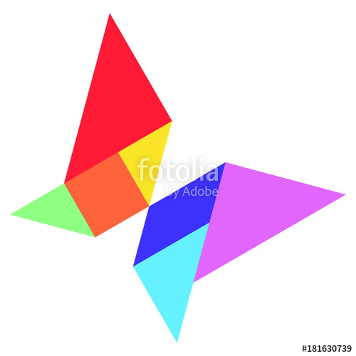 500x500 Color Tangram In Shape On Whtie Background