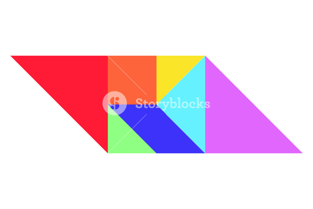 1000x667 Color Tangram Puzzle In Parallelogram Shape On White Background