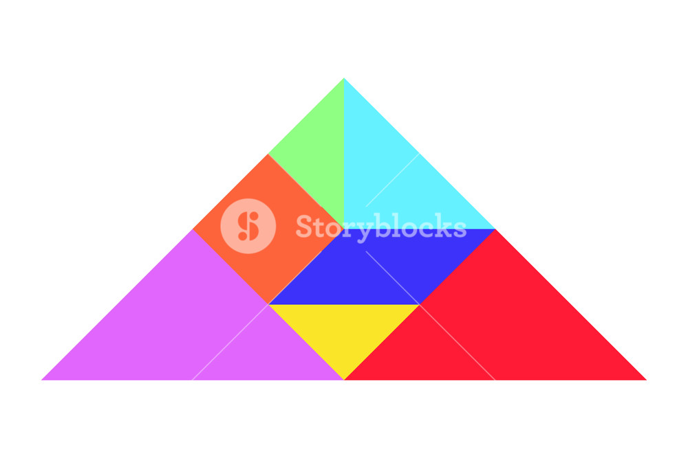 1000x667 Color Tangram Puzzle In Triangle Shape On White Background