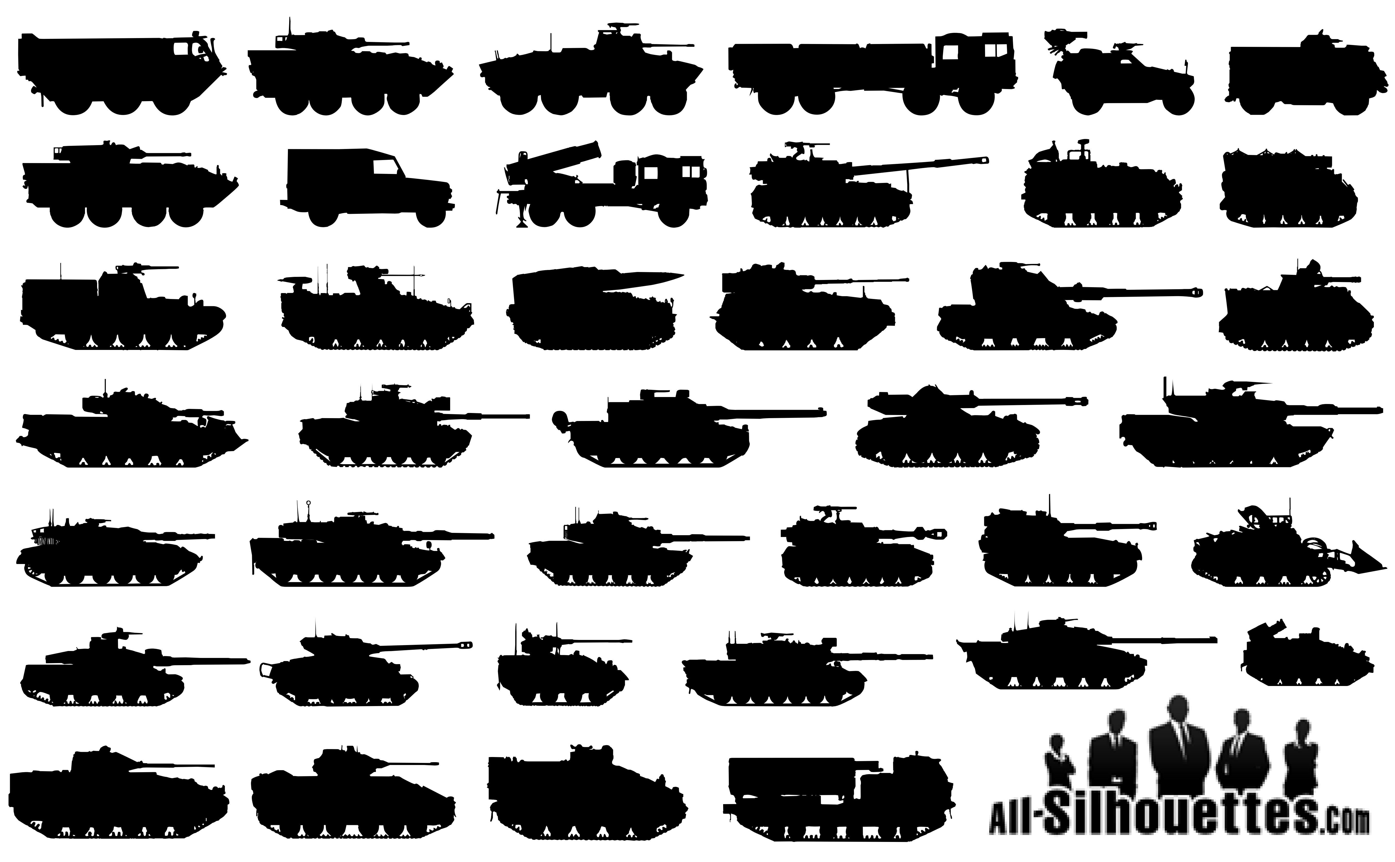 5417x3350 Military Tanks Silhouettes Icons