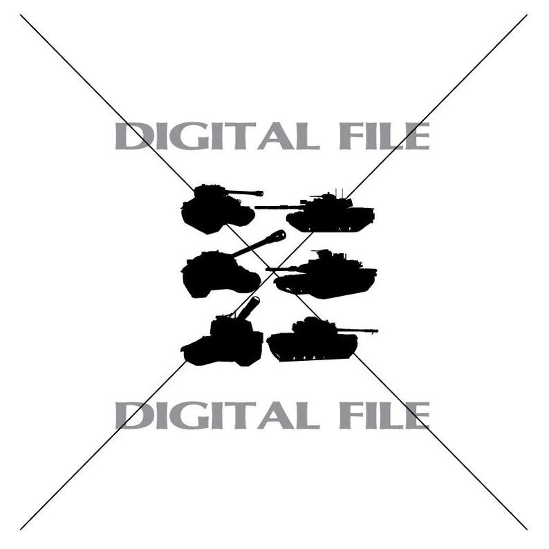 794x794 Six Army Tank Silhouettes Vector Art Vinyl Decal T Shirt Etsy