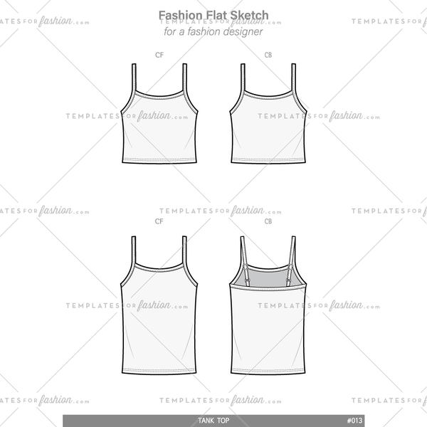 Tank Top Fashion Flat Technical Drawing Vector Template 600x600 Tank Top Fashion Flat Technical Drawing Vector Template