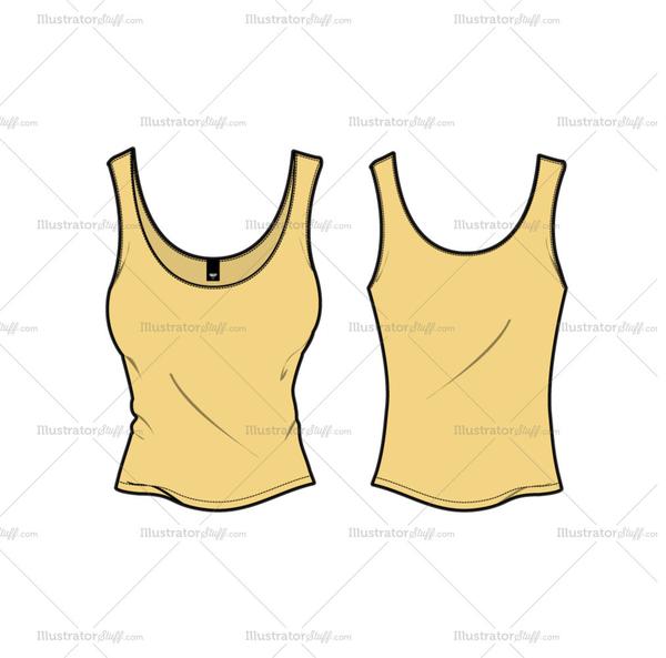 Women's Tank Top Fashion Flat Template Illustrator Stuff 600x593 Women's Tank Top Fashion Flat Template Illustrator Stuff