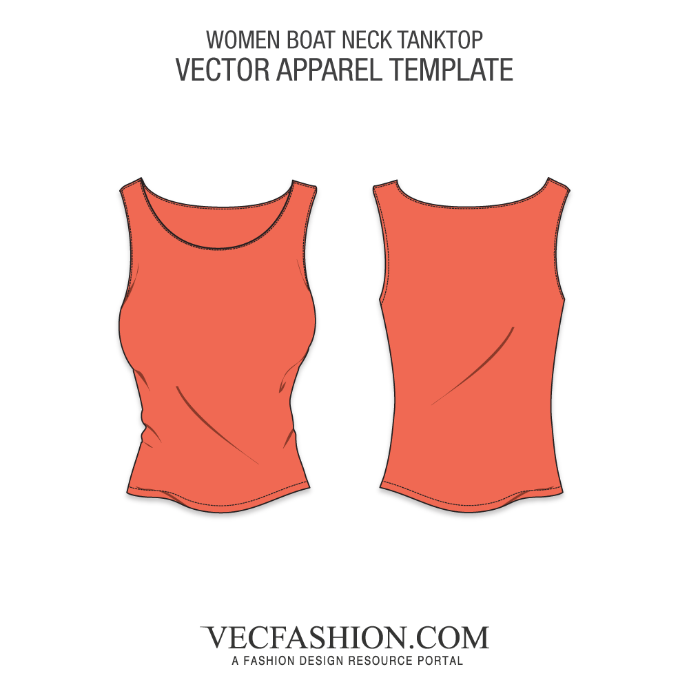Boat Neck Tank Top Vector Template 1000x1000 Boat Neck Tank Top Vector Template