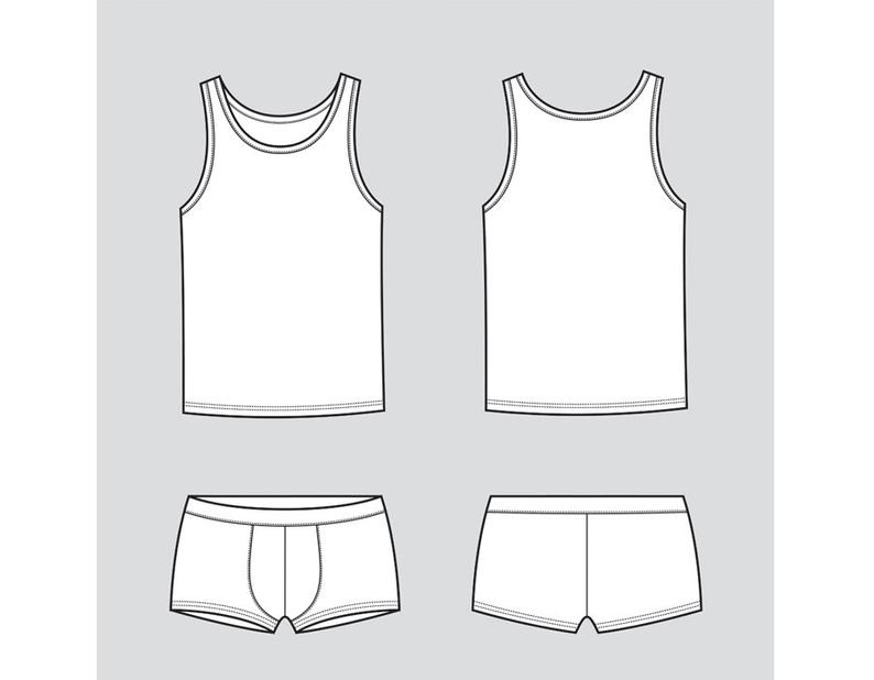 Men's Boxer Brief Tank Top Vector Fashion Flat Sketch Etsy 794x618 Men's Boxer Brief Tank Top Vector Fashion Flat Sketch Etsy