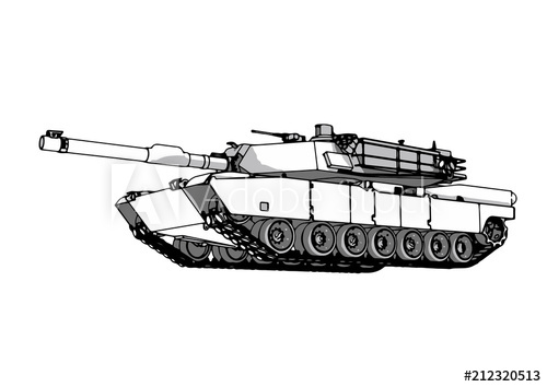 Sketch Of Military Tank Vector Art 500x354 Sketch Of Military Tank Vector Art