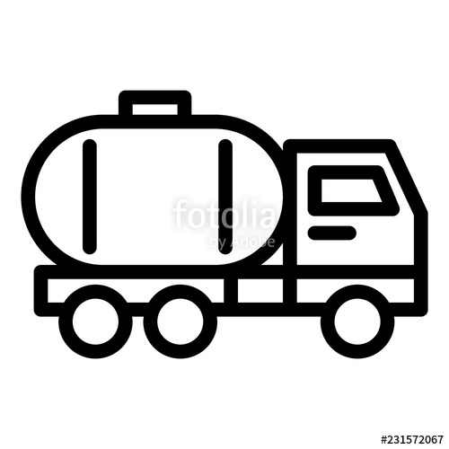500x500 Tank Truck Line Icon Tanker Truck Vector Illustration Isolated