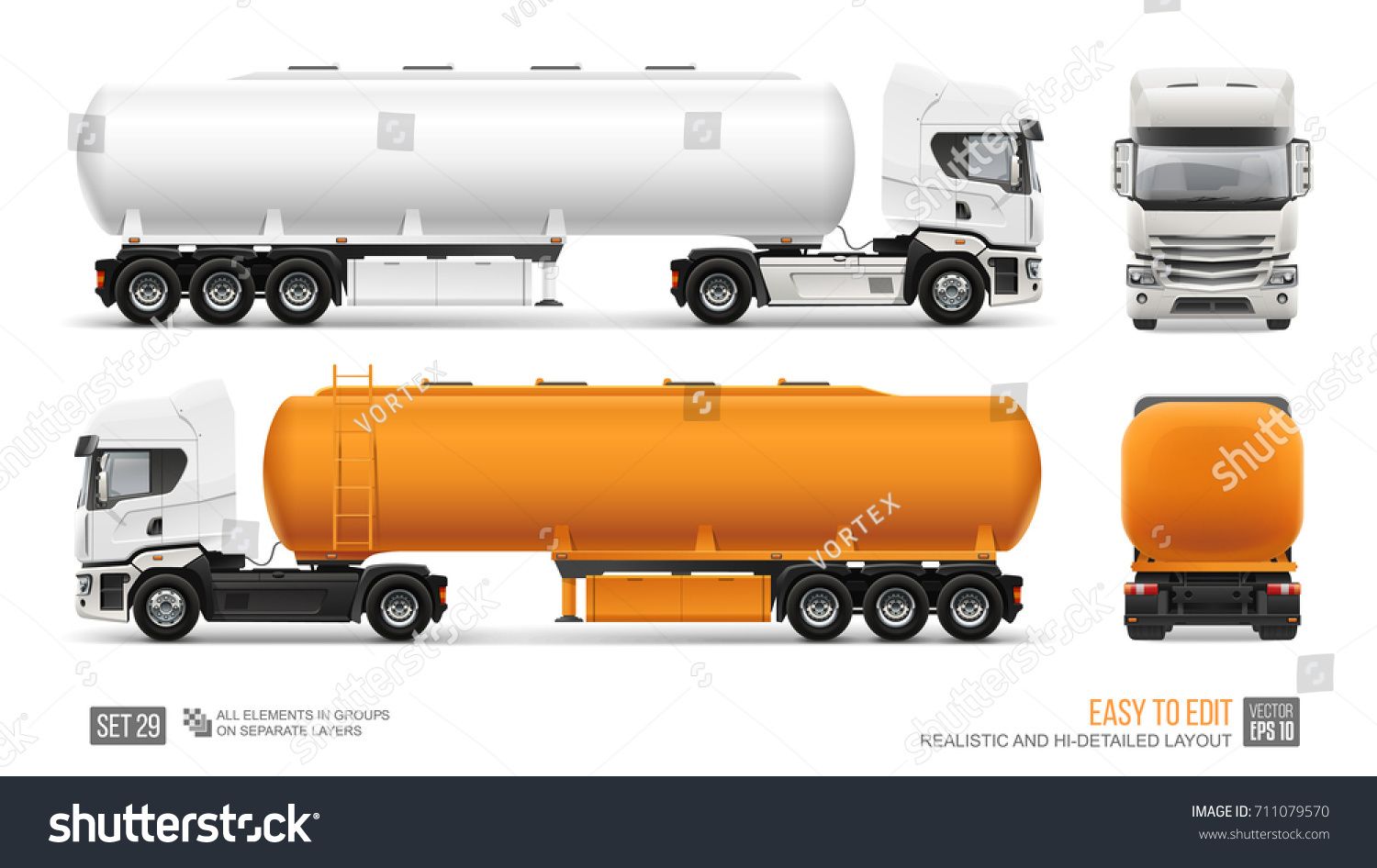 1500x946 Blank Fuel Tanker Truck Vector Template Water Or Gasoline Orange