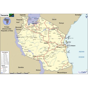 360x360 Map Of Tanzania Simplified Version