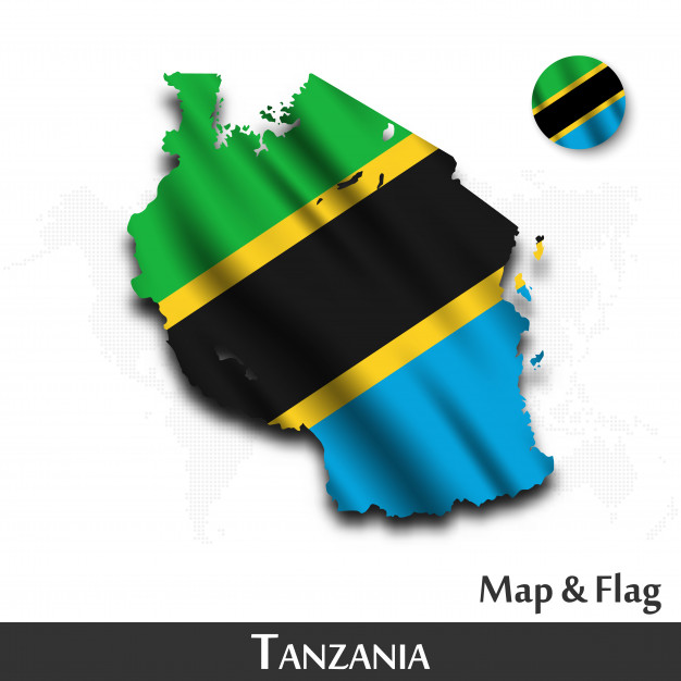 626x626 Tanzania Map And Flag Waving Textile Design Dot World Map