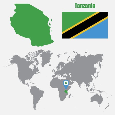 450x450 Tanzania Map On A World Map With Flag And Map Pointer Vector