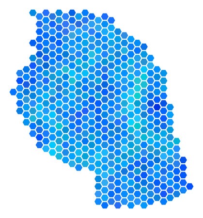 419x450 Blue Hexagon Tanzania Map Vector Geographic Map In Blue Color