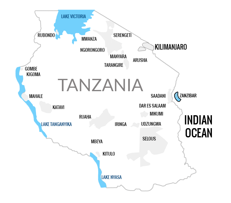 750x659 Tanzania Safari Map Vector Attachment
