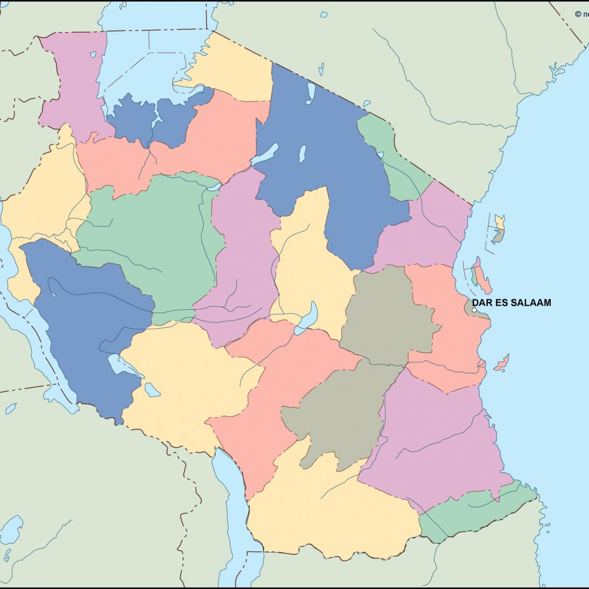 1200x1200 Tanzania Vector Map Vector Maps Illustrator Map Vector