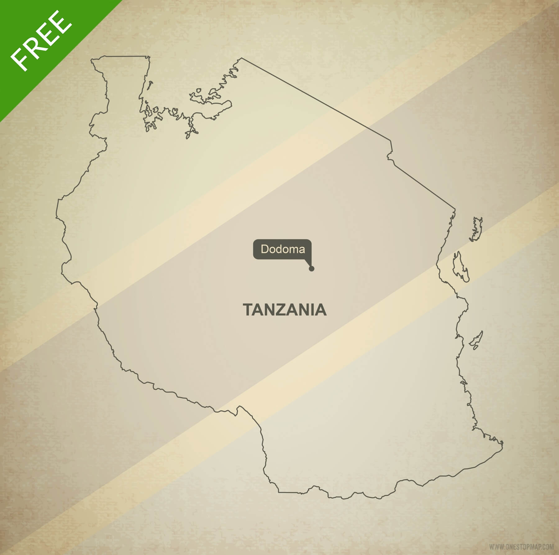1800x1788 Free Vector Map Of Tanzania Outline One Stop Map