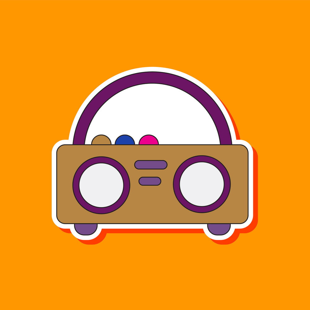 Paper Sticker On Background Of Tape Recorder Vector 1000x1000 Paper Sticker On Background Of Tape Recorder Vector