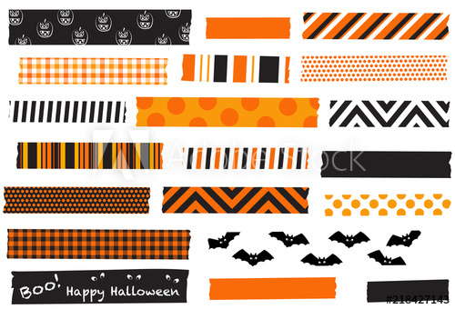 500x340 Halloween Washi Tape Vector Illustration Black And Orange Masking