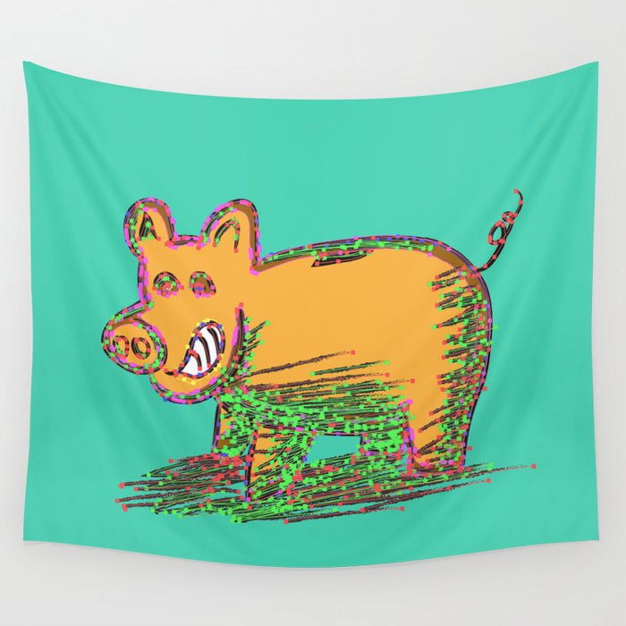 700x700 Pig Vector Selection Wall Tapestry