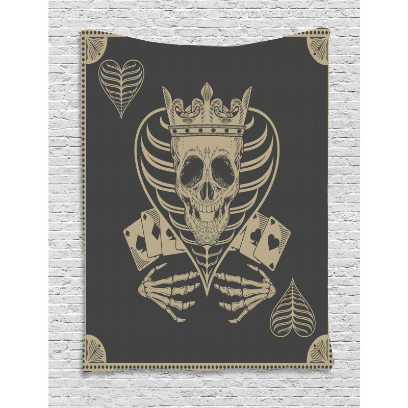 800x800 Vector Skull Poker Cards Tapestry