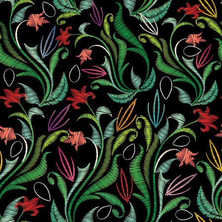 450x450 Embroidery Colorful Floral Seamless Pattern Tapestry Vector