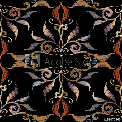 500x500 Embroidery Damask Seamless Pattern Tapestry Vector Floral