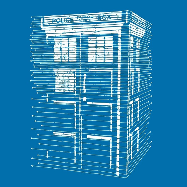 598x600 Tardis In Vector Lines Parody Shirt On Royal Blue, Navy, Black