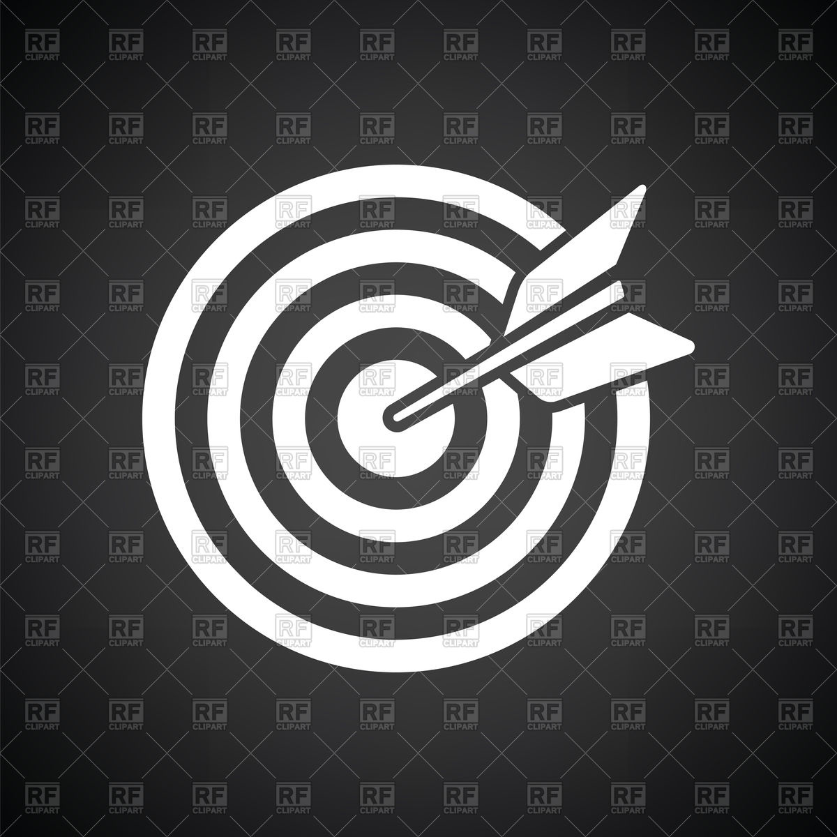 1200x1200 Target With Dart Icon On Black Background Vector Image Of Icons
