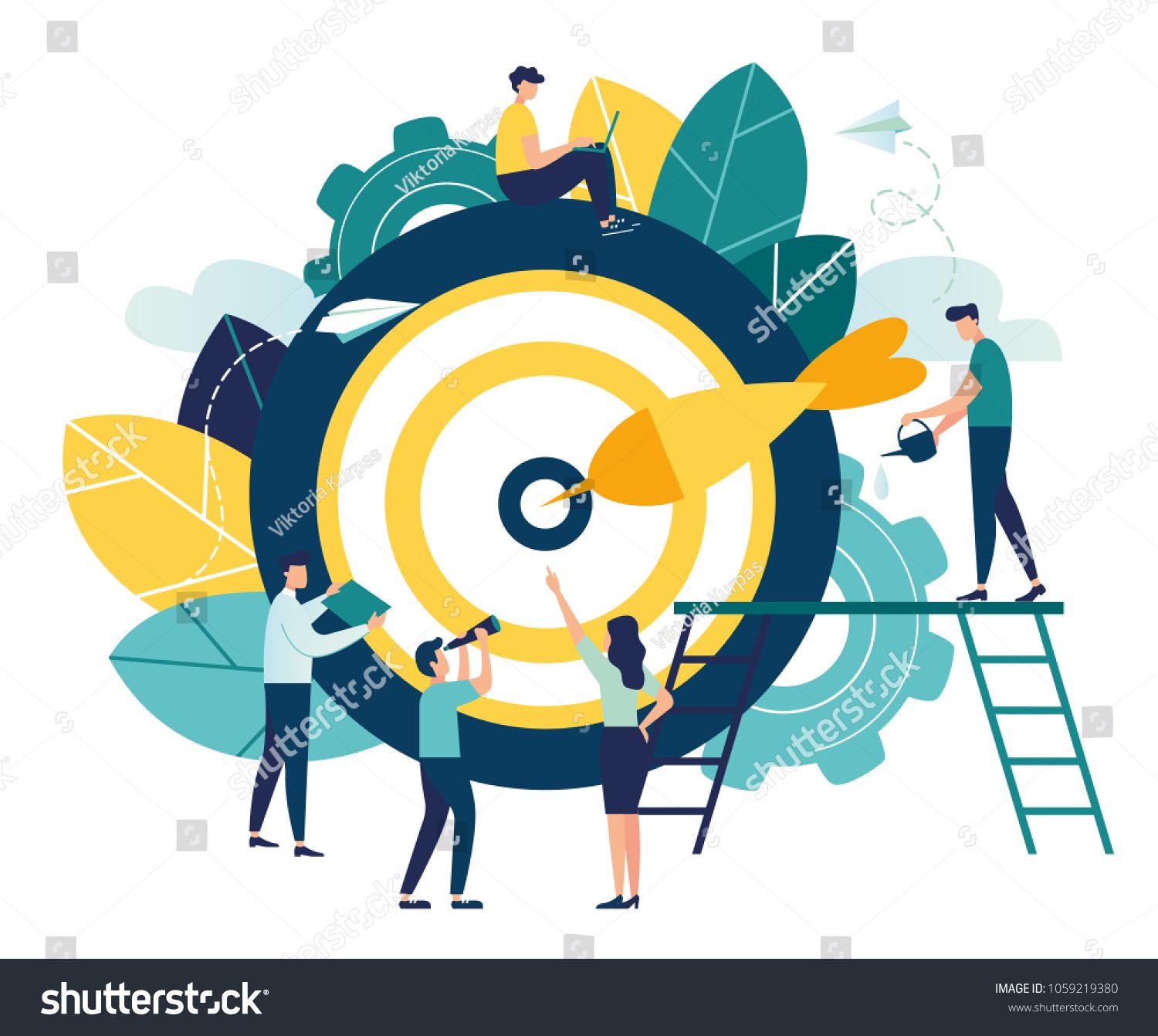 1500x1342 Business Concept Vector Illustration, Target With An Arrow, Hit