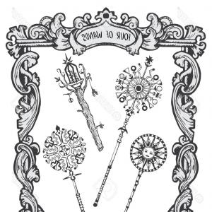 300x300 Photostock Vector Four Of Wands Minor Arcana Tarot Card The Magic