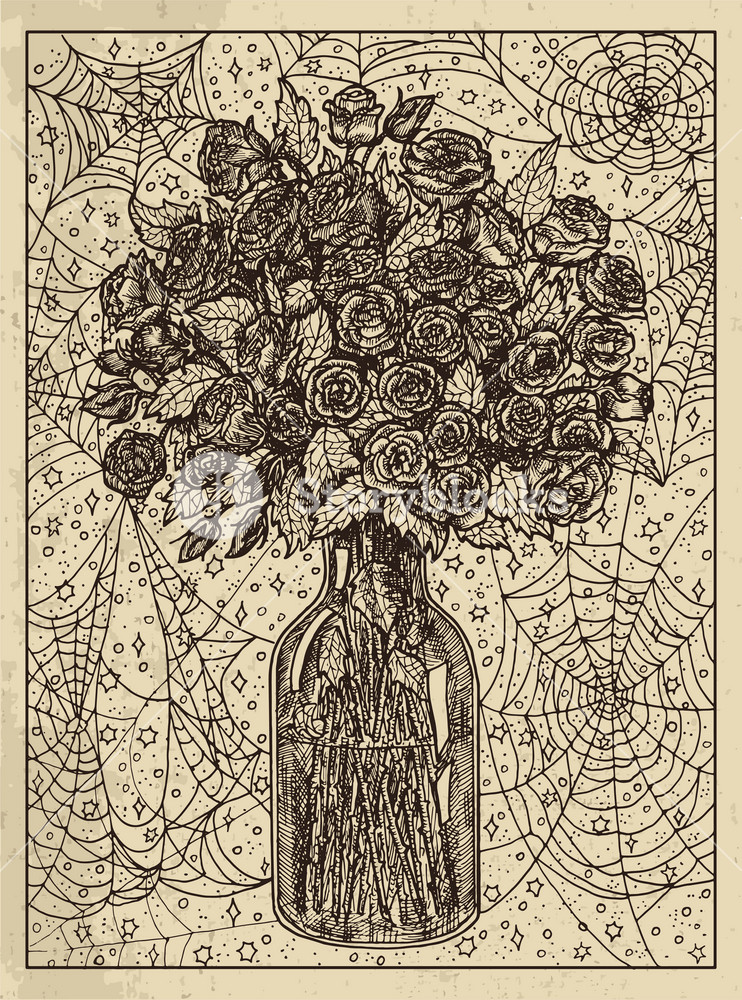 742x1000 Bouquet Mystic Concept For Lenormand Oracle Tarot Card Vector