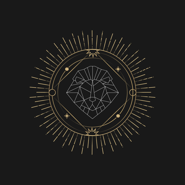 626x626 Geometric Lion Astrological Tarot Card Vector Free Download