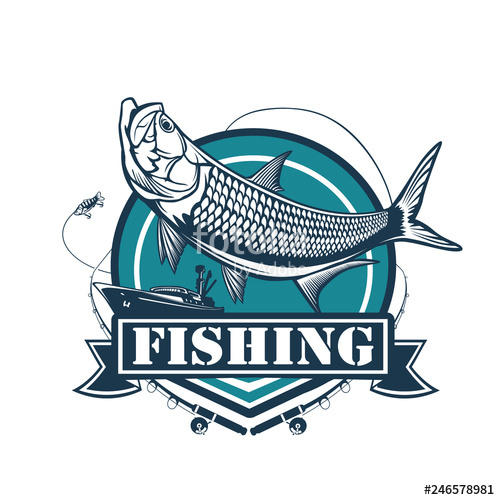 500x500 Tarpon Fishing Emblem Black And White Illustration Of Tarpon