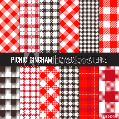 500x500 Red Picnic Tablecloth Gingham And Tartan Patterns Vector Pattern