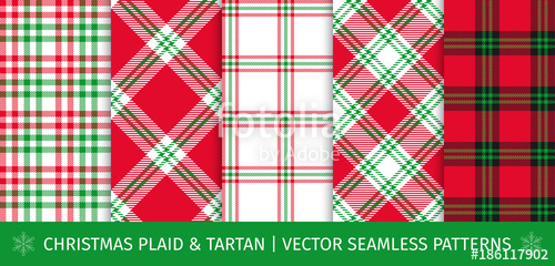 500x240 Set Of Christmas Plaid And Tartan Seamless Patterns Vector