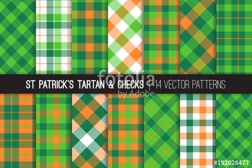 500x334 St Patrick's Day Tartan Vector Patterns Green And Orange Gingham