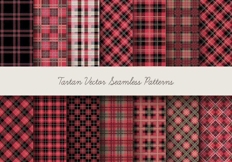 794x553 Tartan Pattern Black Pink Digital Paper Pack Tartan Printable Etsy
