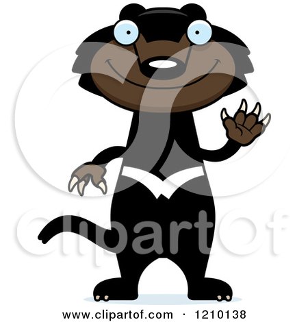 Cartoon Of A Waving Skinny Tasmanian Devil 450x470 Cartoon Of A Waving Skinny Tasmanian Devil