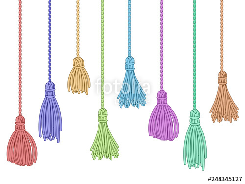 500x375 Tassel Trim Fabric Curtain Tassels, Fringe Bunch On Rope