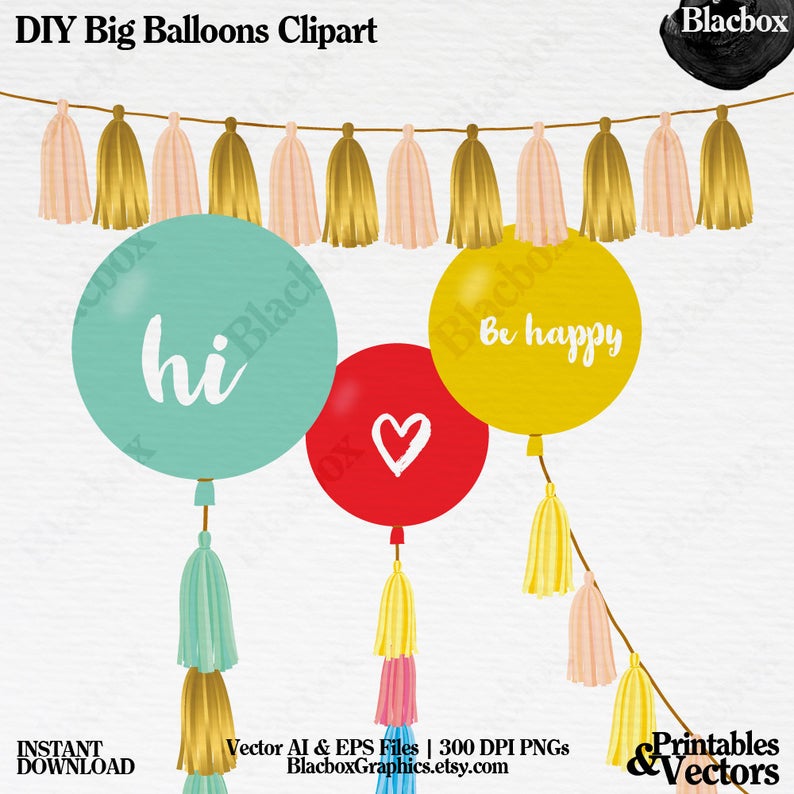 794x794 Diy Big Balloons And Tassel Garlands Clipart Png Vector Etsy